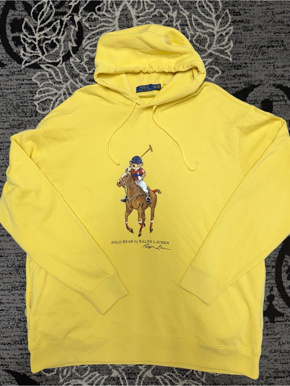 Ralph Lauren Yellow Polo Bear Hoodie with Polo Player Graphic